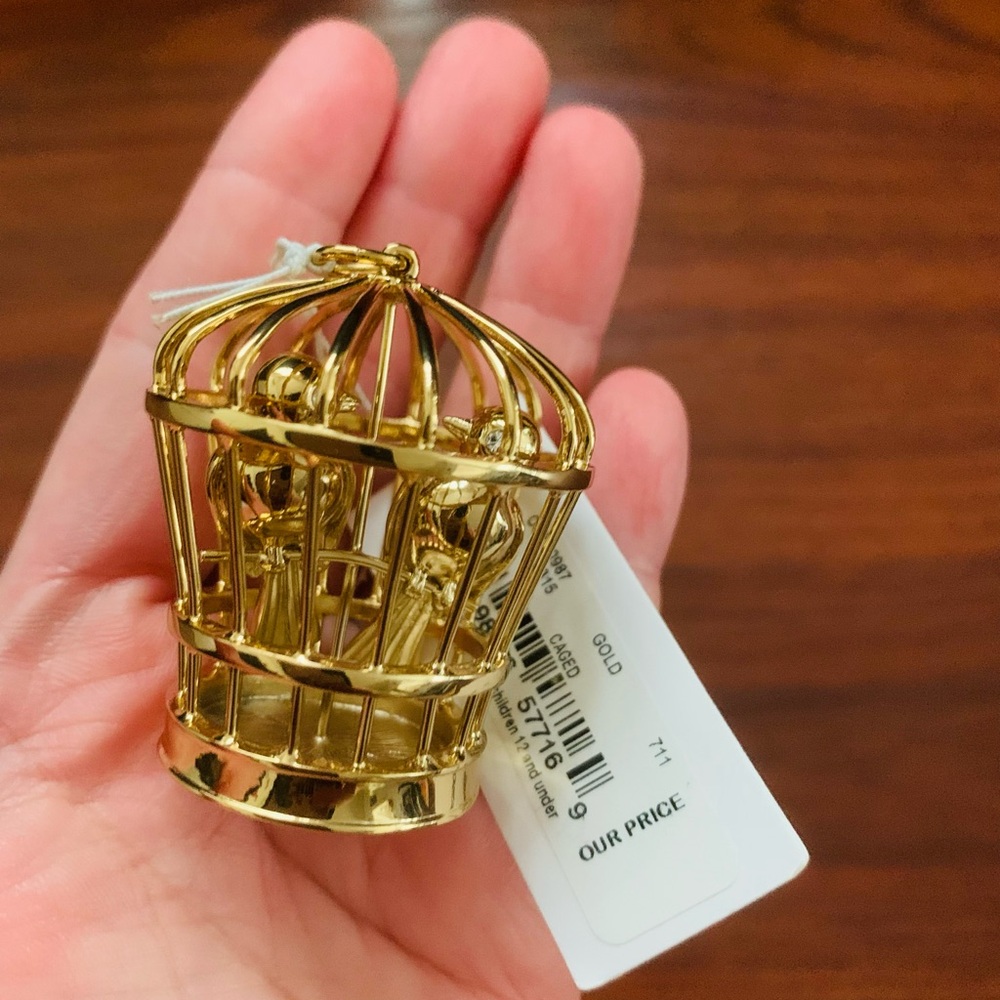 Gold Birdcage Pendant for Necklace